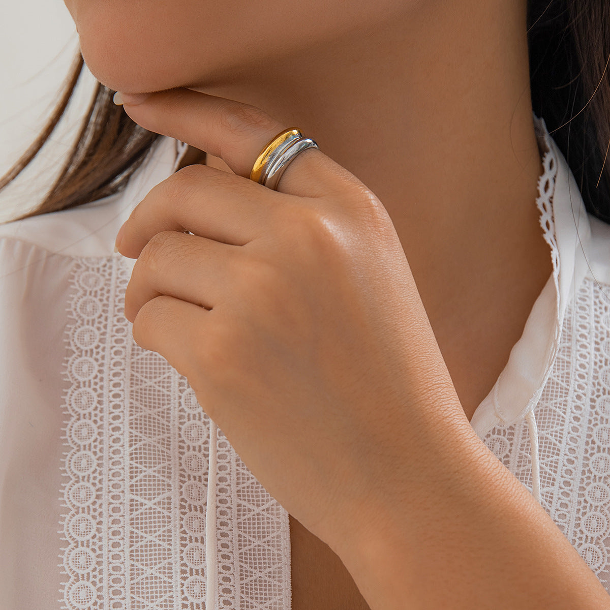 Retro Irregular Exaggerated Concave and Convex Ripple Ring Rings Simple Personalized Alloy Handpiece