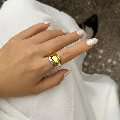 Retro Irregular Exaggerated Concave and Convex Ripple Ring Rings Simple Personalized Alloy Handpiece