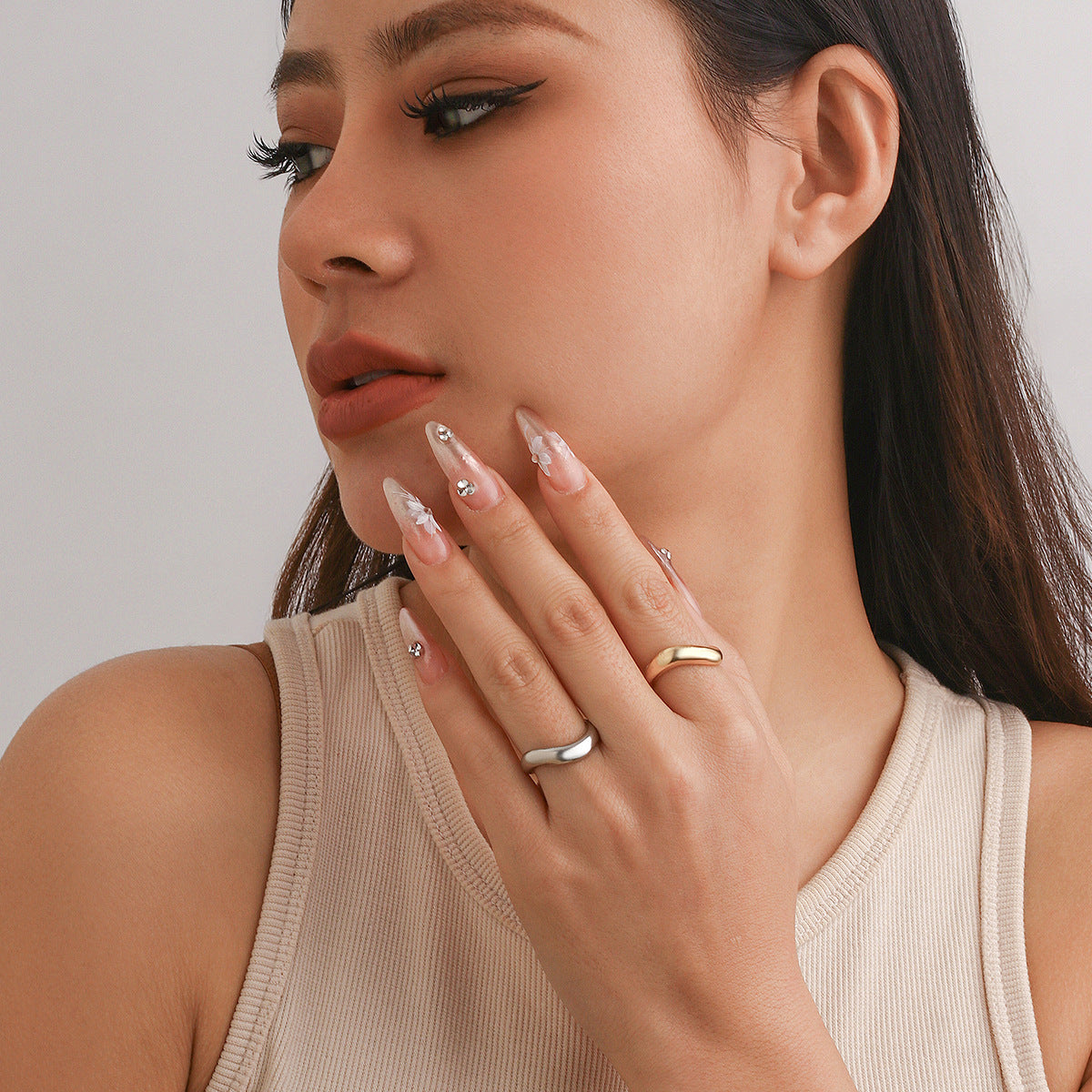 Baroque Round Irregular Curved Ring Ring Smooth Plain Ring Female Ring