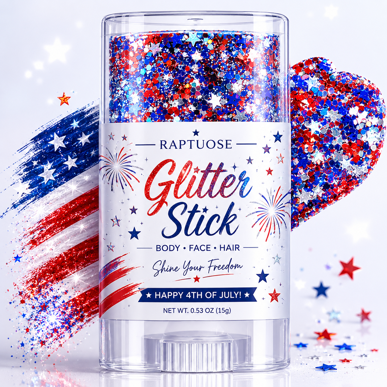 Raptuose 3-in-1 Patriotic Glow😍✨Red, White & Blue Glitter Body Stick