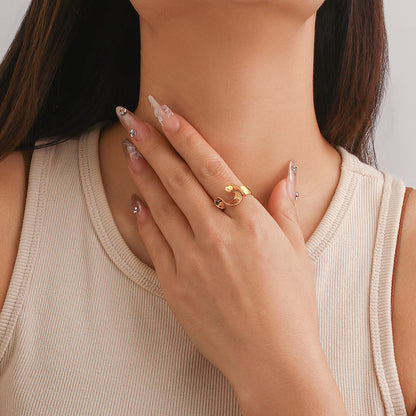 Baroque Round Irregular Curved Ring Ring Smooth Plain Ring Female Ring