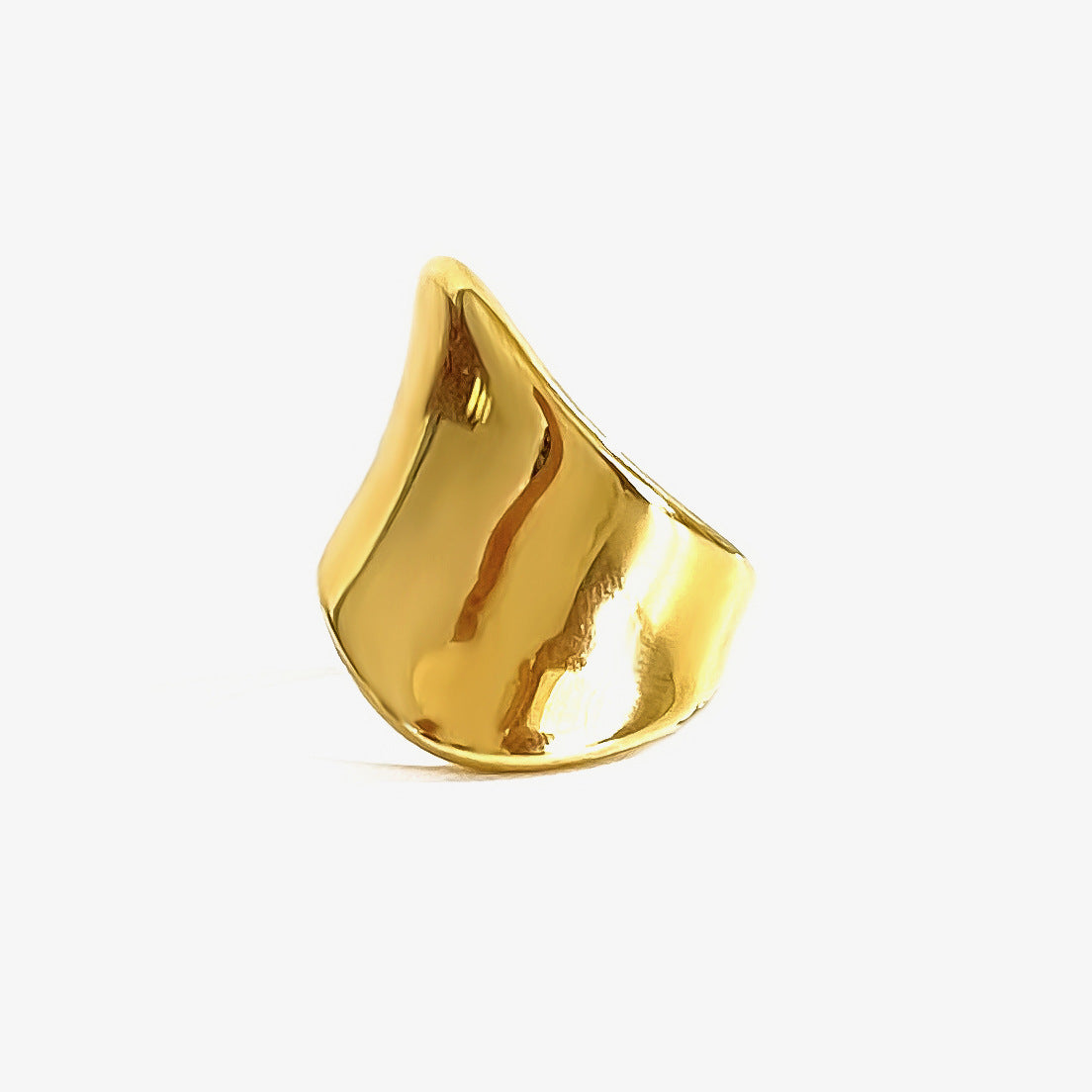 Fashionable and versatile titanium steel irregular large light surface 18K gold waterproof color preservation versatile ring for women