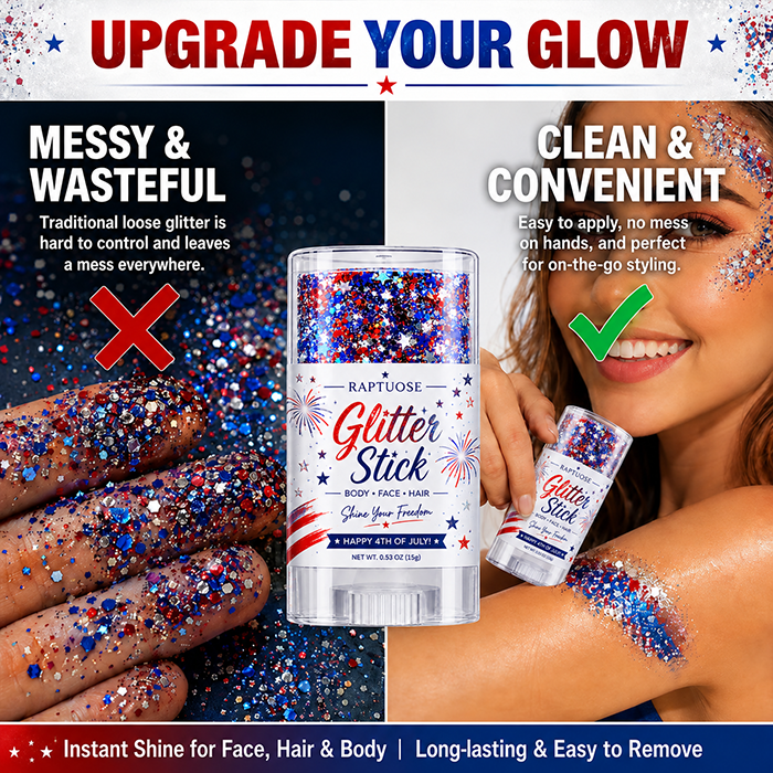 Raptuose 3-in-1 Patriotic Glow😍✨Red, White & Blue Glitter Body Stick